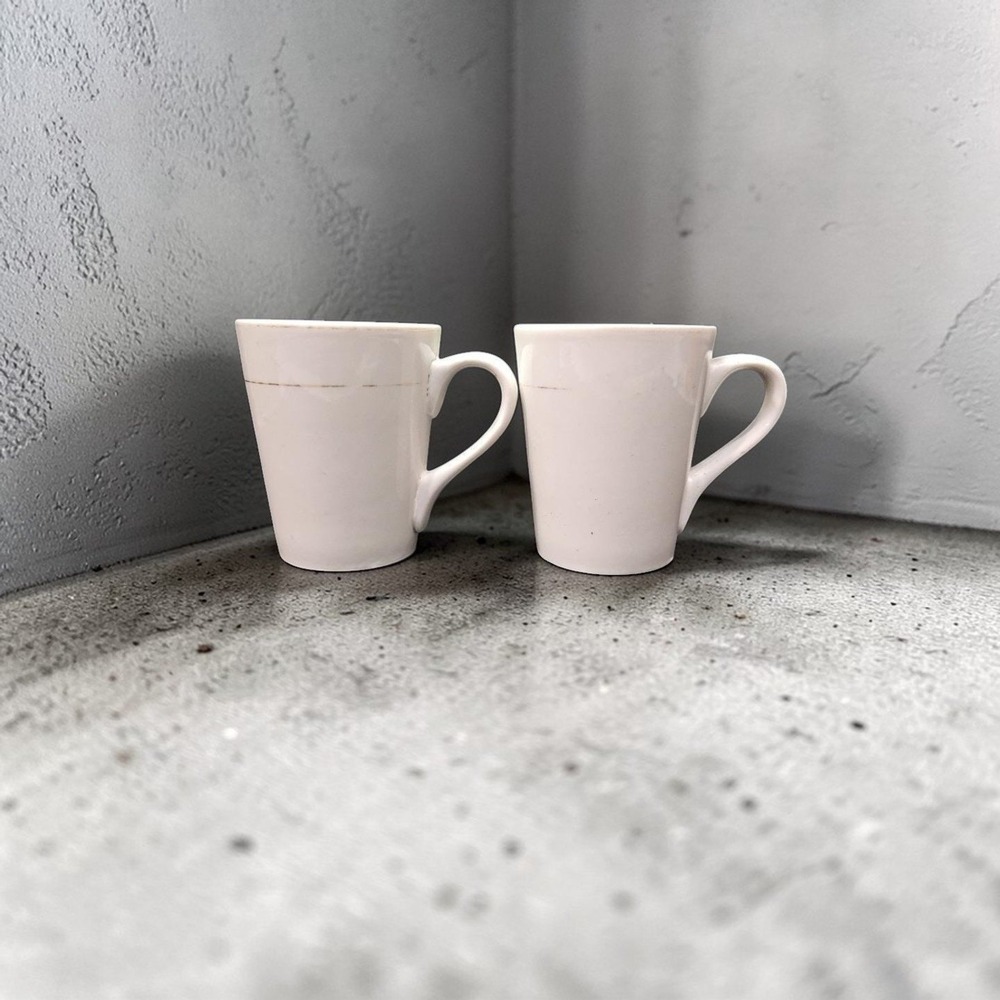 Royal Norfolk Gold Rimmed Coffee Mugs, Set of 2, White Tea Cups, Vtg Drinkware